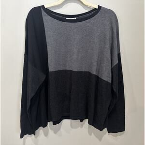 Eileen Fisher Top Sweater Womens XL Color Block Tencel Silk Organic Cotton NWT